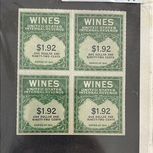 Vintage Green Wine Revenue Stamps